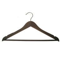 NAHANCO NH12BR Wooden Intimate Apparel Hanger with Brushed Chrome Hardware in Black Rubber Finish No bar 